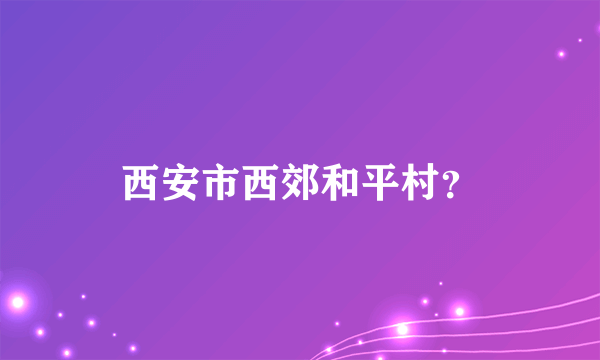 西安市西郊和平村？