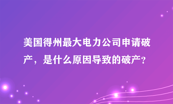 美国得州最大电力公司申请破产，是什么原因导致的破产？