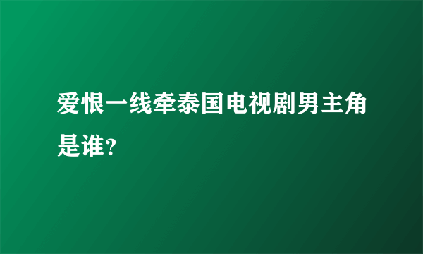 爱恨一线牵泰国电视剧男主角是谁？