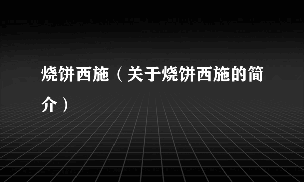 烧饼西施（关于烧饼西施的简介）