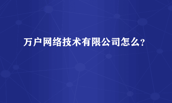 万户网络技术有限公司怎么？