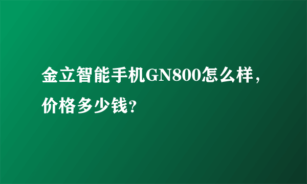 金立智能手机GN800怎么样，价格多少钱？