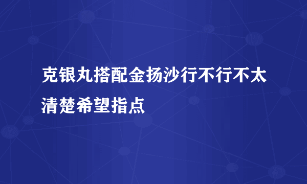 克银丸搭配金扬沙行不行不太清楚希望指点