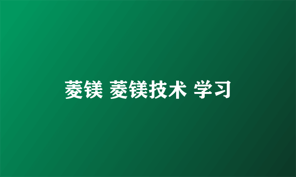 菱镁 菱镁技术 学习