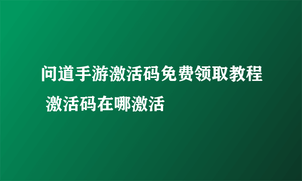 问道手游激活码免费领取教程 激活码在哪激活