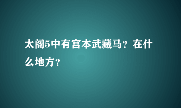 太阁5中有宫本武藏马？在什么地方？