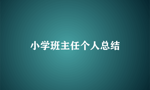 小学班主任个人总结