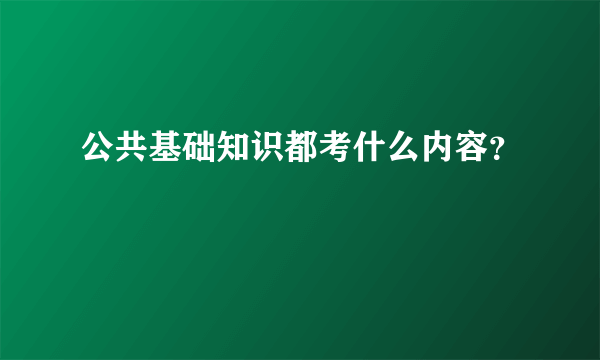 公共基础知识都考什么内容？