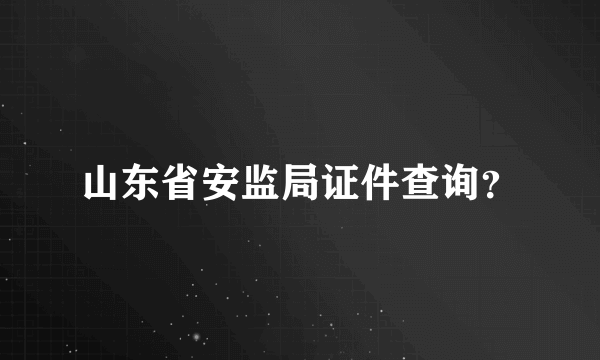 山东省安监局证件查询？