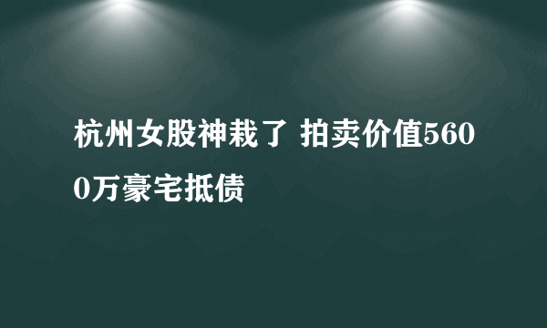 杭州女股神栽了 拍卖价值5600万豪宅抵债