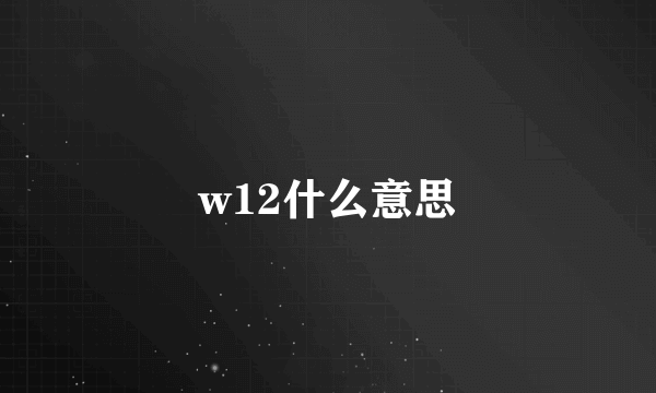 w12什么意思