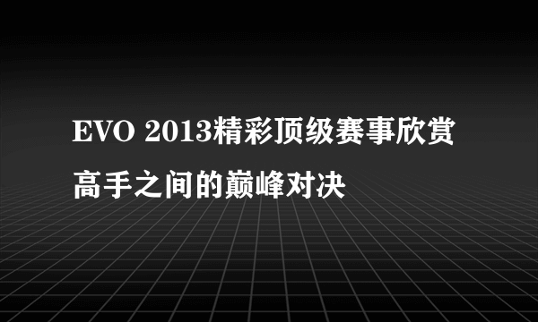 EVO 2013精彩顶级赛事欣赏 高手之间的巅峰对决