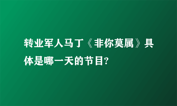 转业军人马丁《非你莫属》具体是哪一天的节目?