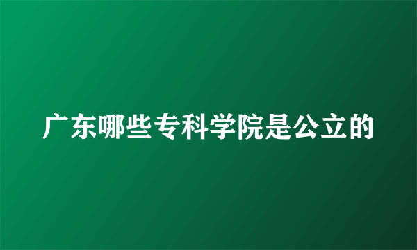 广东哪些专科学院是公立的