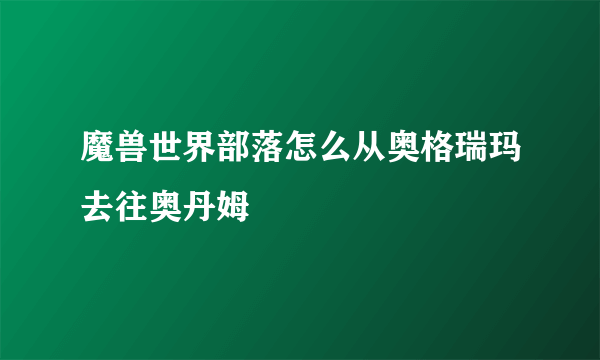 魔兽世界部落怎么从奥格瑞玛去往奥丹姆