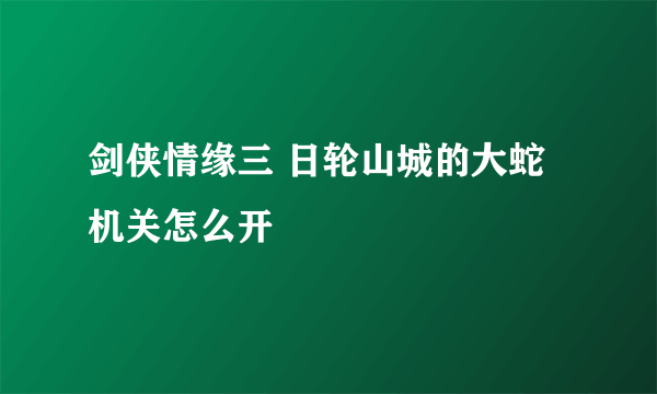 剑侠情缘三 日轮山城的大蛇机关怎么开