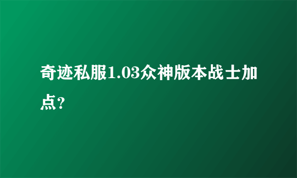 奇迹私服1.03众神版本战士加点？