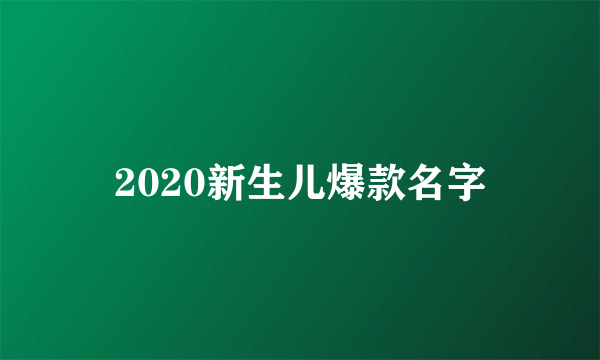 2020新生儿爆款名字