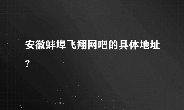 安徽蚌埠飞翔网吧的具体地址？