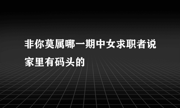 非你莫属哪一期中女求职者说家里有码头的