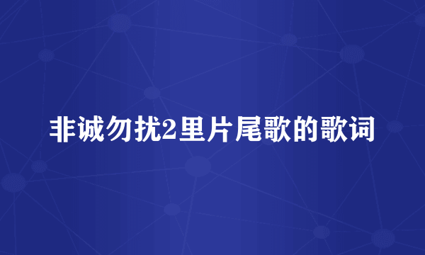 非诚勿扰2里片尾歌的歌词