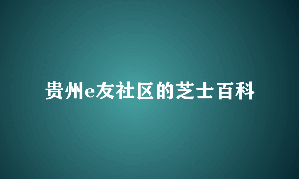 贵州e友社区的芝士百科