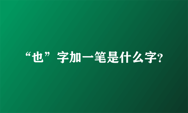 “也”字加一笔是什么字？