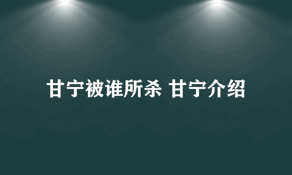 甘宁被谁所杀 甘宁介绍