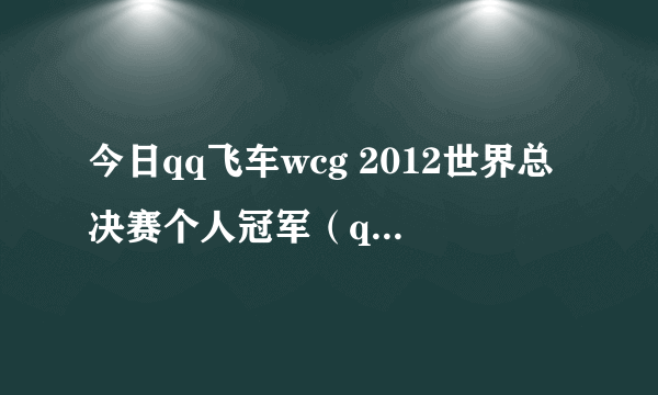 今日qq飞车wcg 2012世界总决赛个人冠军（qq飞车wcg）