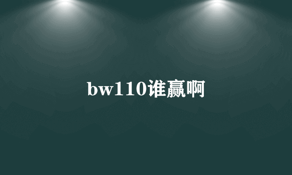 bw110谁赢啊