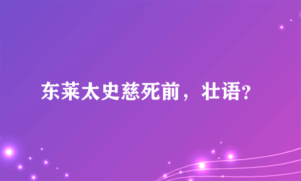 东莱太史慈死前，壮语？