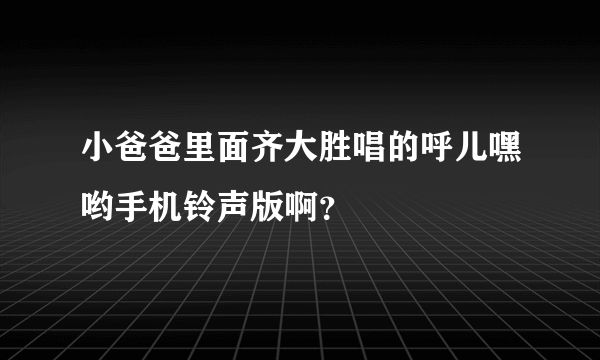 小爸爸里面齐大胜唱的呼儿嘿哟手机铃声版啊？