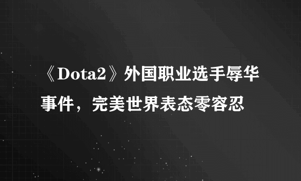 《Dota2》外国职业选手辱华事件，完美世界表态零容忍