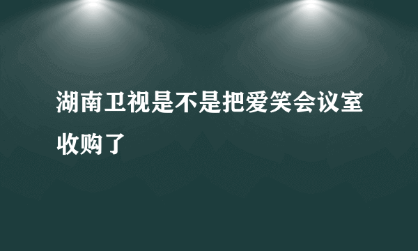 湖南卫视是不是把爱笑会议室收购了