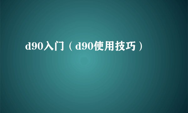 d90入门（d90使用技巧）