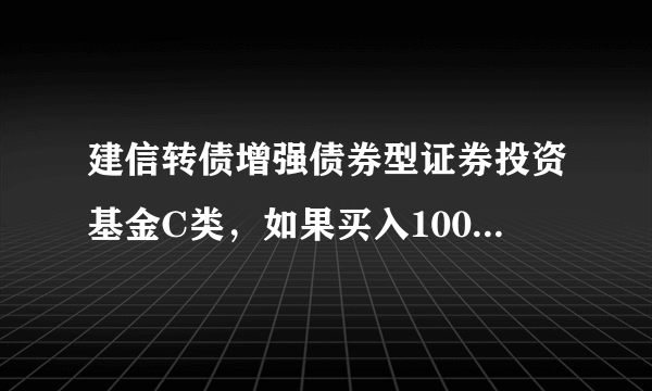 建信转债增强债券型证券投资基金C类，如果买入10000元，我一天可以挣多少？赎回时要几天？扣多少钱？