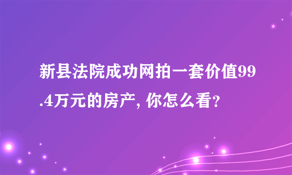 新县法院成功网拍一套价值99.4万元的房产, 你怎么看？