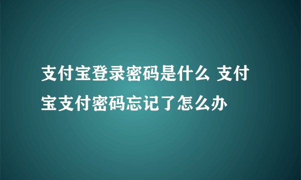 支付宝登录密码是什么 支付宝支付密码忘记了怎么办