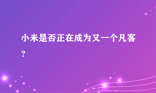 小米是否正在成为又一个凡客？