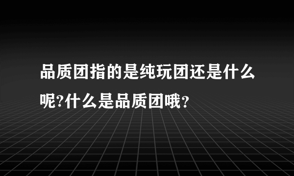 品质团指的是纯玩团还是什么呢?什么是品质团哦？