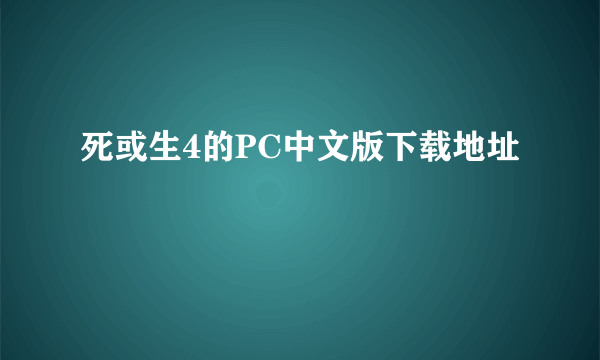 死或生4的PC中文版下载地址