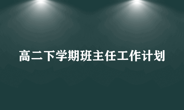 高二下学期班主任工作计划