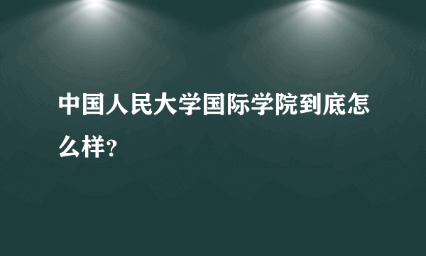 中国人民大学国际学院到底怎么样？