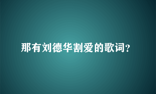 那有刘德华割爱的歌词？