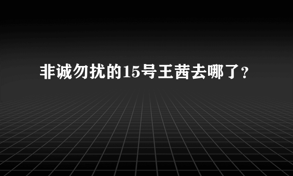 非诚勿扰的15号王茜去哪了？