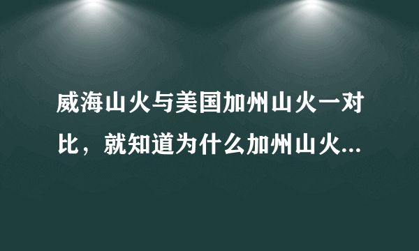 威海山火与美国加州山火一对比，就知道为什么加州山火扑不灭了！