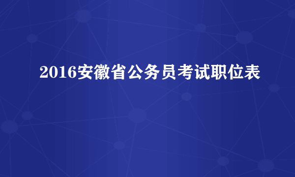 2016安徽省公务员考试职位表