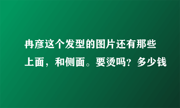 冉彦这个发型的图片还有那些上面，和侧面。要烫吗？多少钱