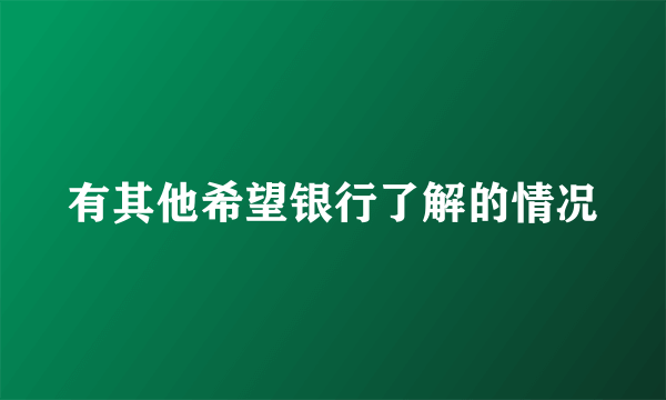 有其他希望银行了解的情况