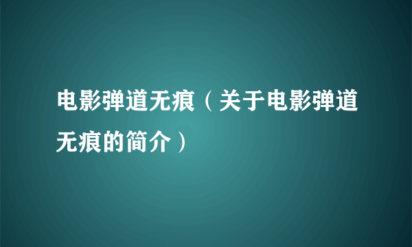 电影弹道无痕（关于电影弹道无痕的简介）